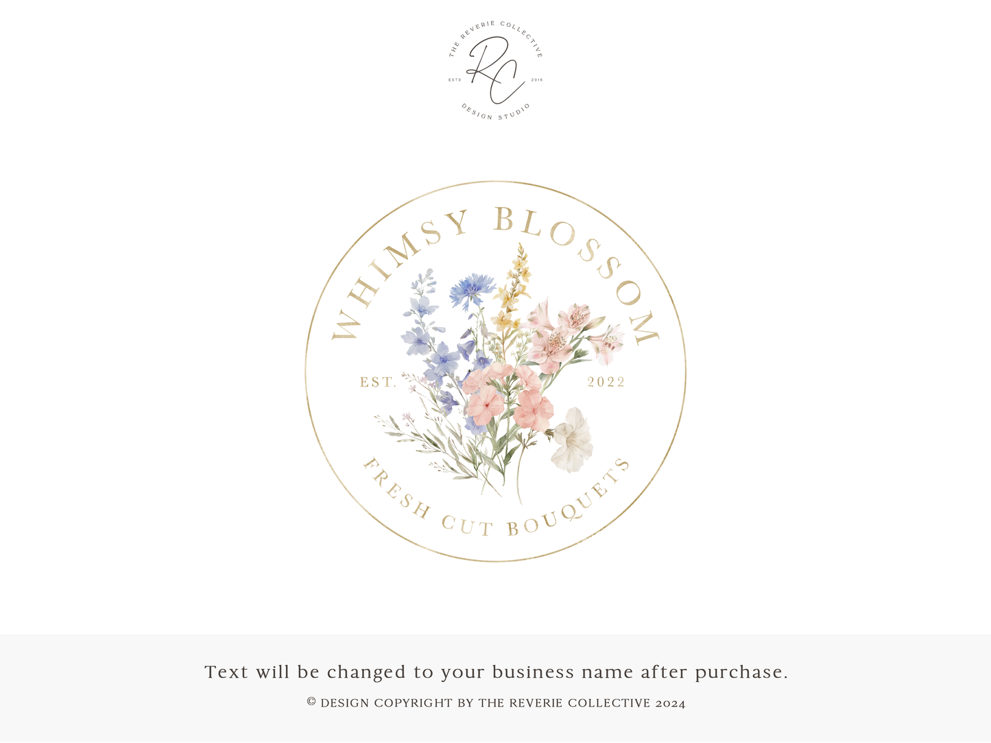 Whimsy Blossom | Premade Logo Design | Pastel Wildflower, Watercolor Floral, Feminine Florist