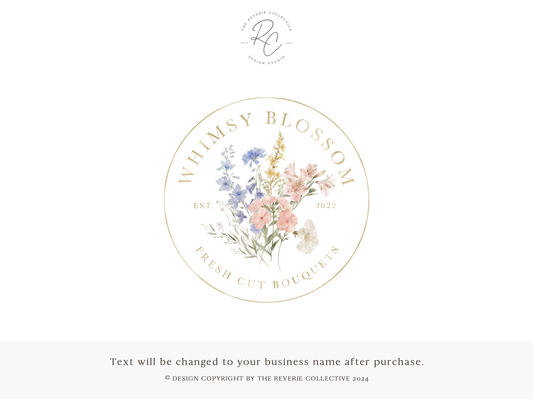 Whimsy Blossom | Premade Logo Design | Pastel Wildflower, Watercolor Floral, Feminine Florist