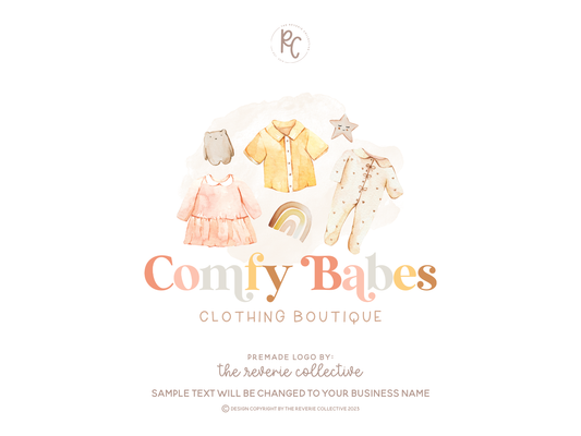 Comfy Babes | Premade Logo Design | Baby Clothes, Newborn Toys, Toddler Dress, Bohemian