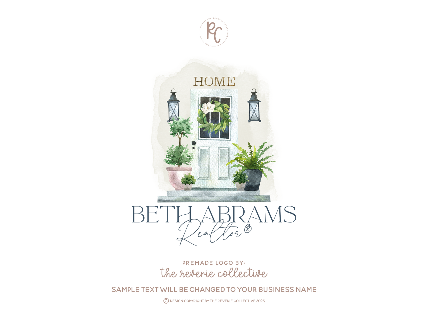 Beth Abrams | Premade Logo Design | Front Porch, Door, Real Estate, Realtor, House, Home