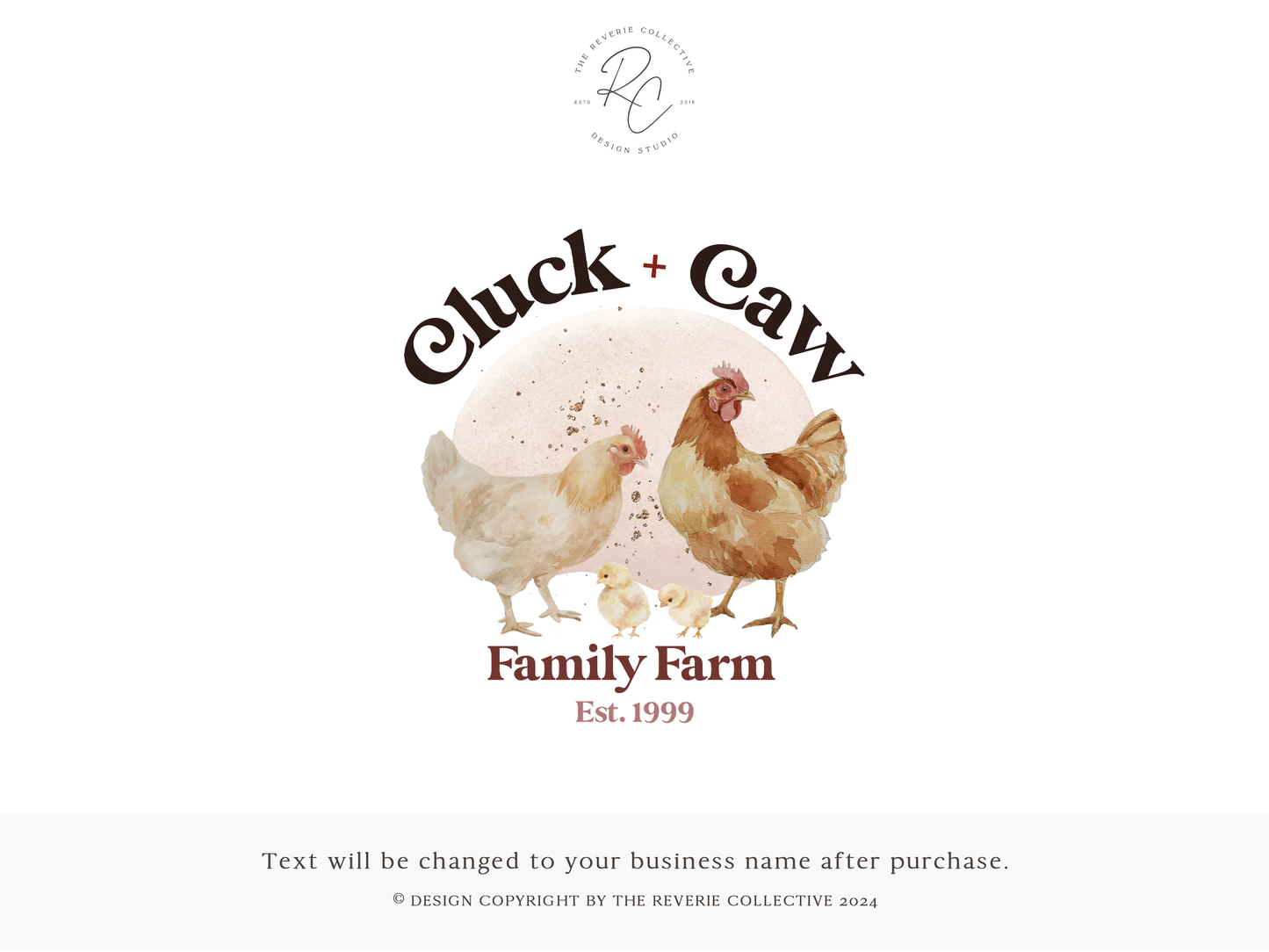 Cluck & Caw | Premade Logo Design | Chicken Farm, Rooster Chicks, Hen Ranch, Rustic Farmhouse