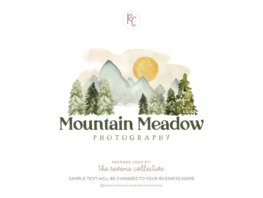 Mountain Meadow | Premade Logo Design | Forest, Woodland, Rustic, Sun, Photography, Nature