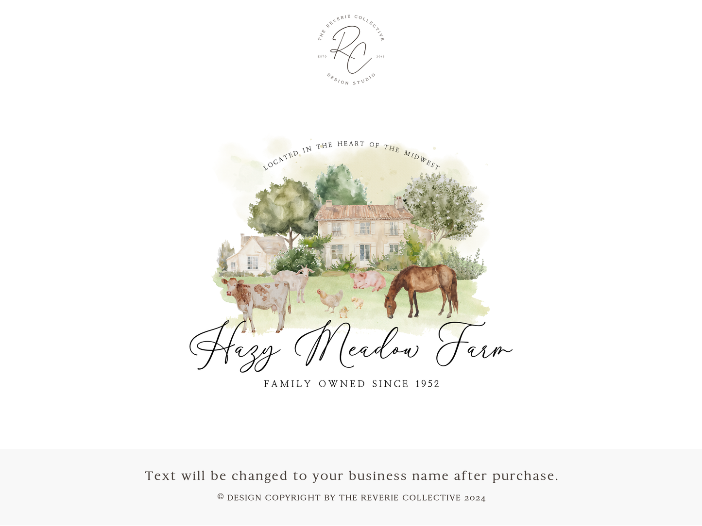 Hazy Meadow Farm | Premade Logo Design | Rustic Farm, Baby Animal, Vintage Homestead