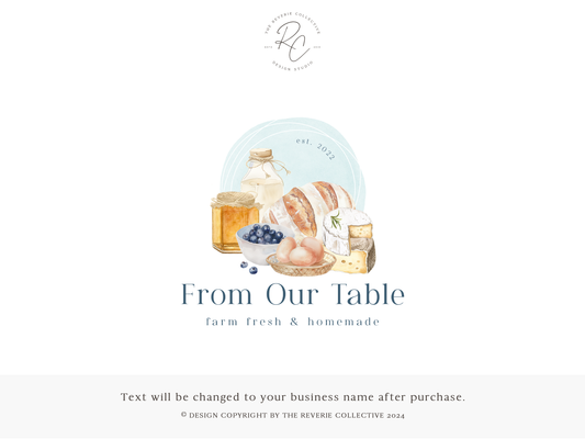 From Our Table | Premade Logo Design | Homemade Bread, Brie Cheese, Milk & Honey, Fresh Eggs