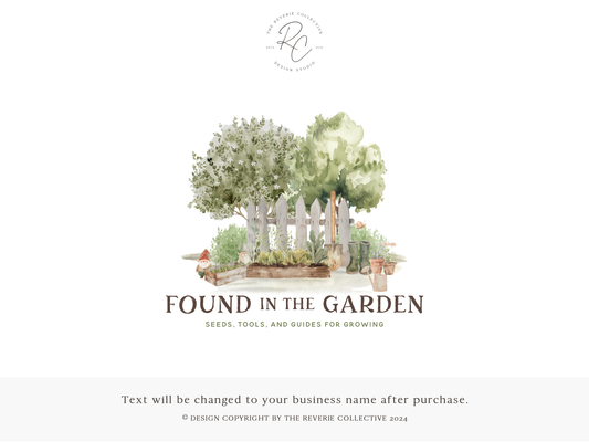 Found In The Garden | Premade Logo Design | Rustic Homestead, Planter Boxes, Garden Gnome