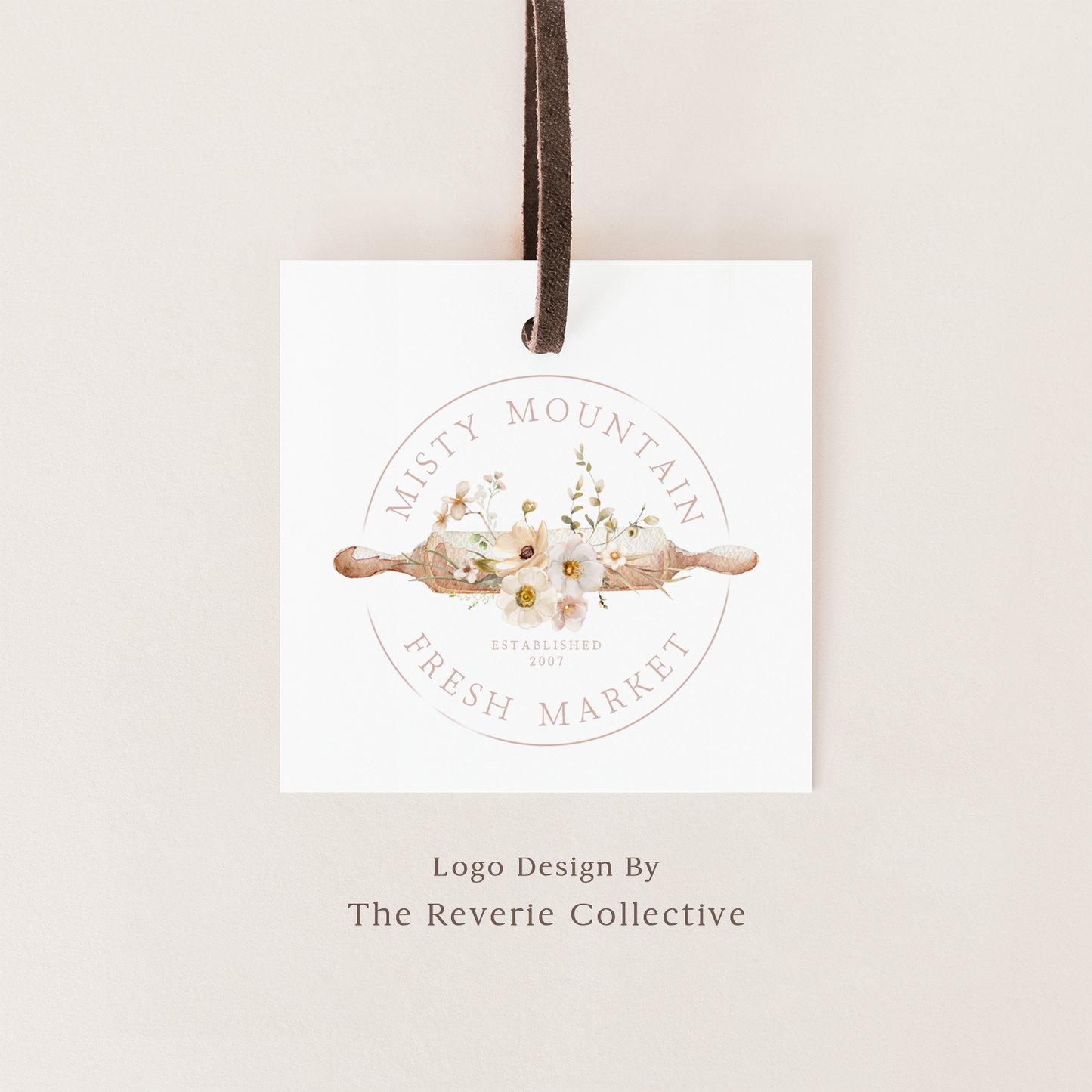 Misty Mountain | Premade Logo Design | Bakery, Rolling Pin, Watercolor Floral