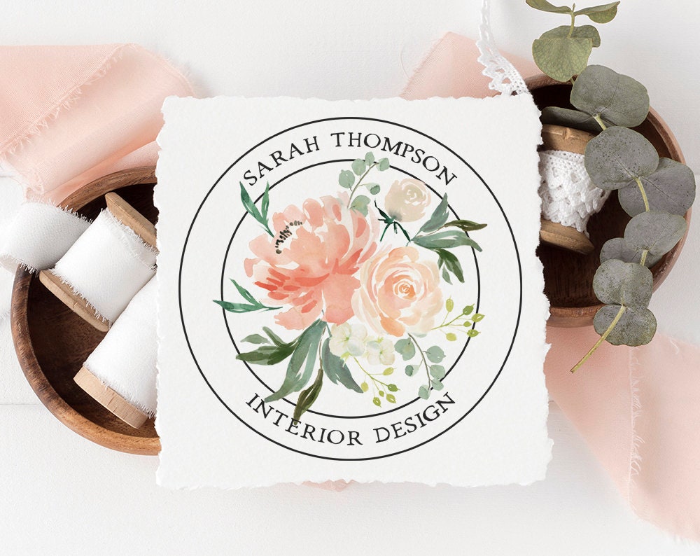 Sarah Thompson | Premade Logo Design | Watercolor Floral, Circle, Farmhouse, Boutquet