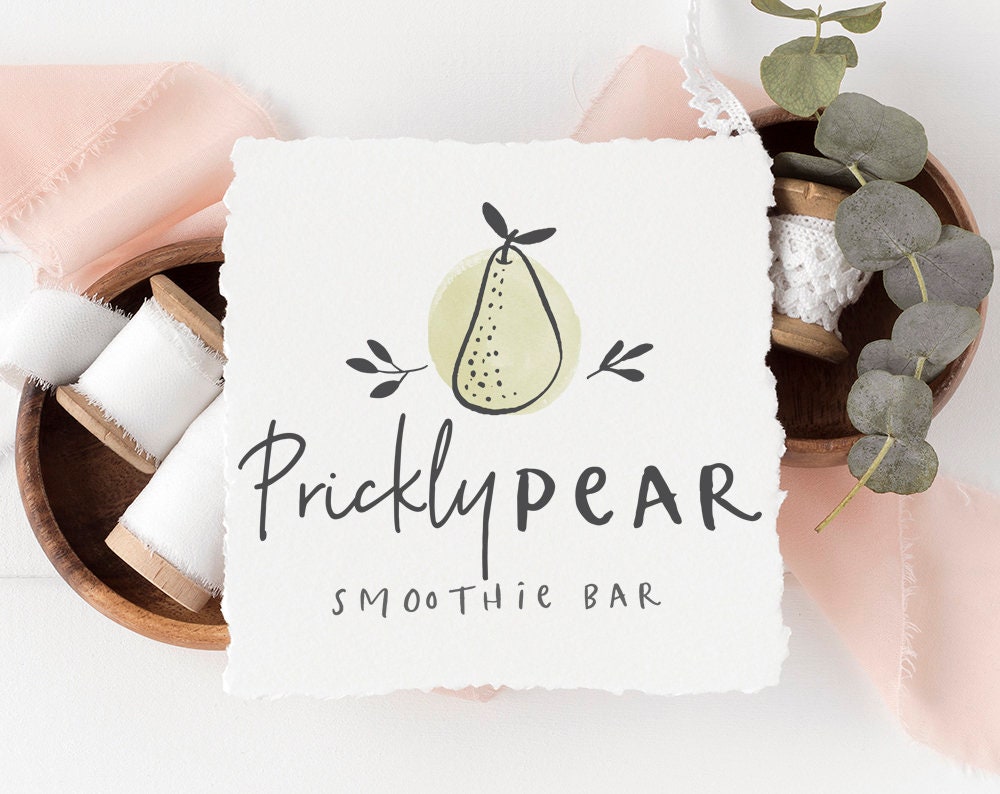 Prickly Pear | Premade Logo Design | Watercolor, Hand Drawn, Health, Doodle
