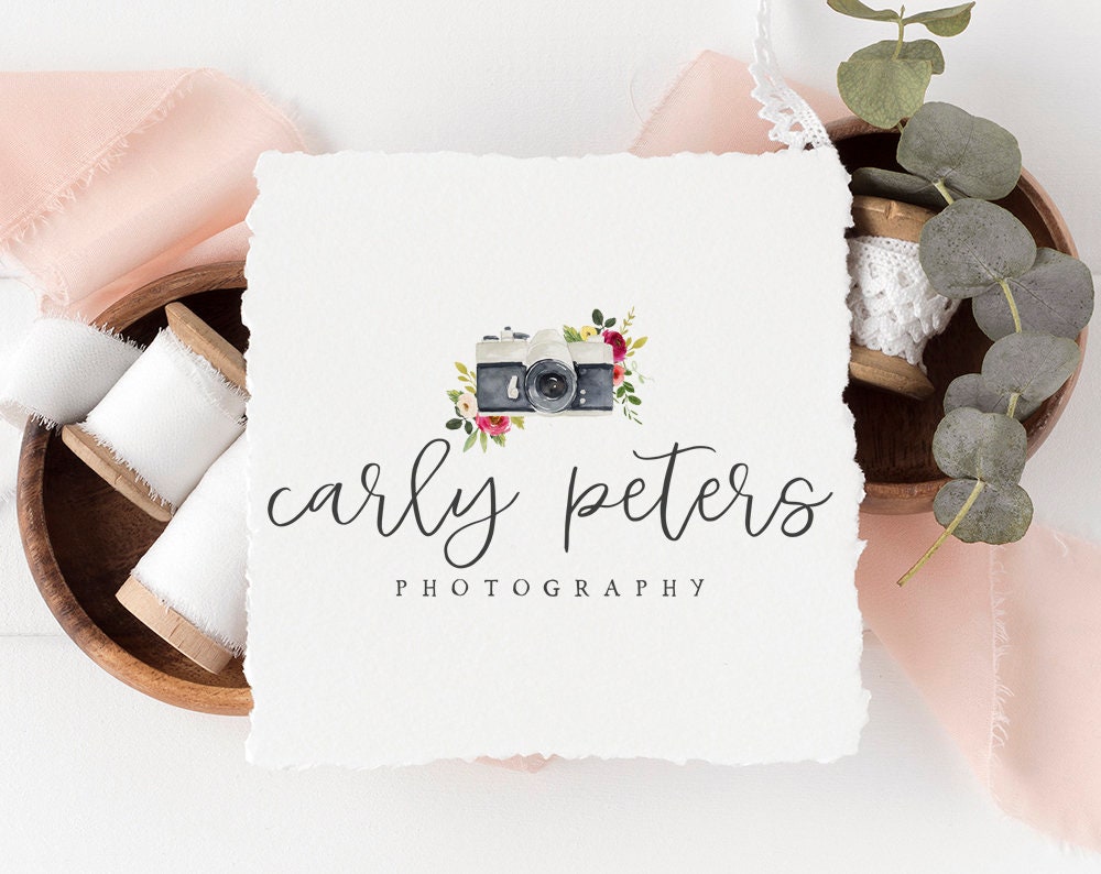 Carly Peters | Premade Logo Design | Camera, Farmhouse, Watercolor Floral