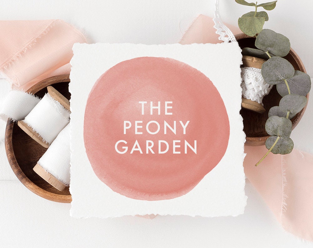 The Peony Garden | Premade Logo Design | Boho, Paint Splotch, Modern, Minimal