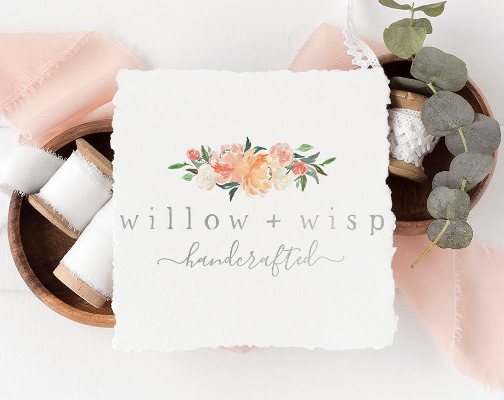 Willow + Wisp | Premade Logo Design | Watercolor Floral, Farmhouse, Wildflower