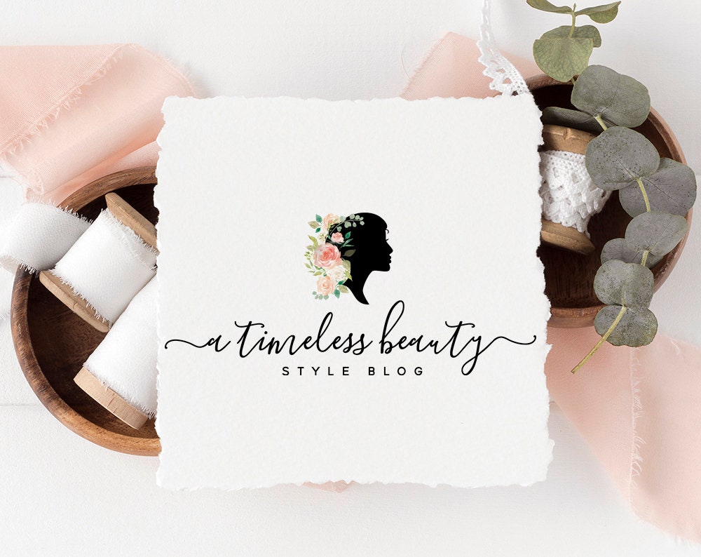 A Timeless Beauty | Premade Logo Design | Silhouette, Girl, Woman, Floral, Wedding