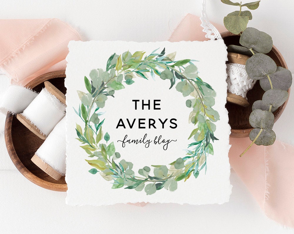 The Averys | Premade Logo Design | Greenery, Wreath, Rustic, Eucalyptus, Leaves