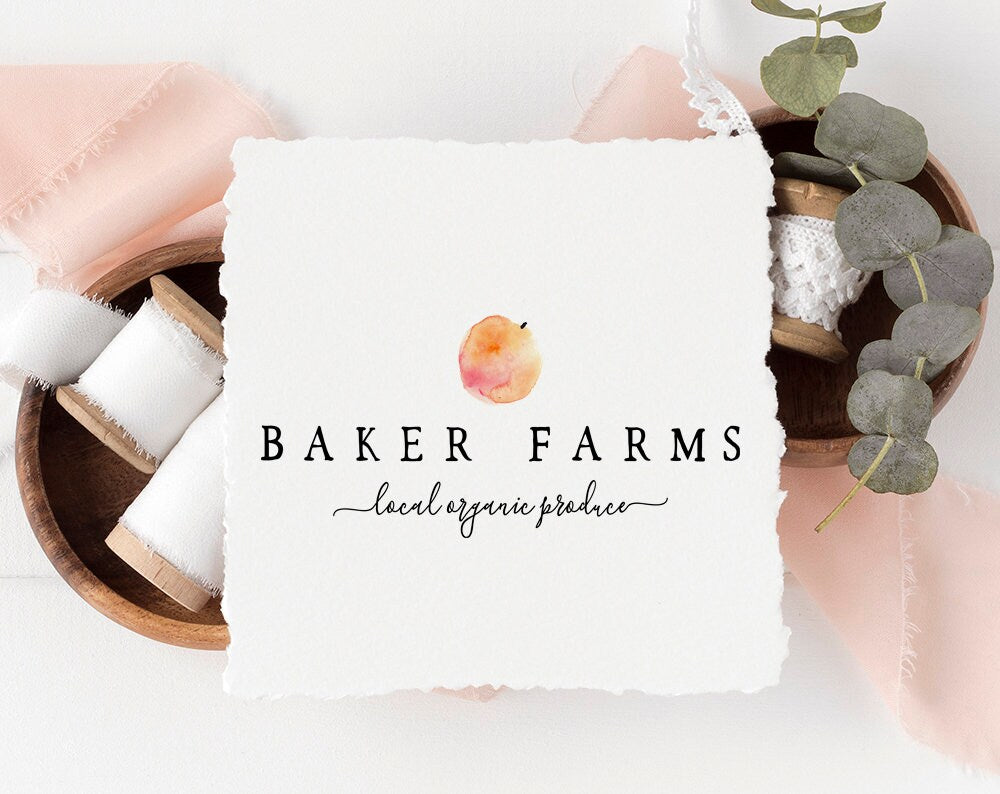 Baker Farms | Premade Logo Design | Peach, Rustic, Farm, Country, Minimal
