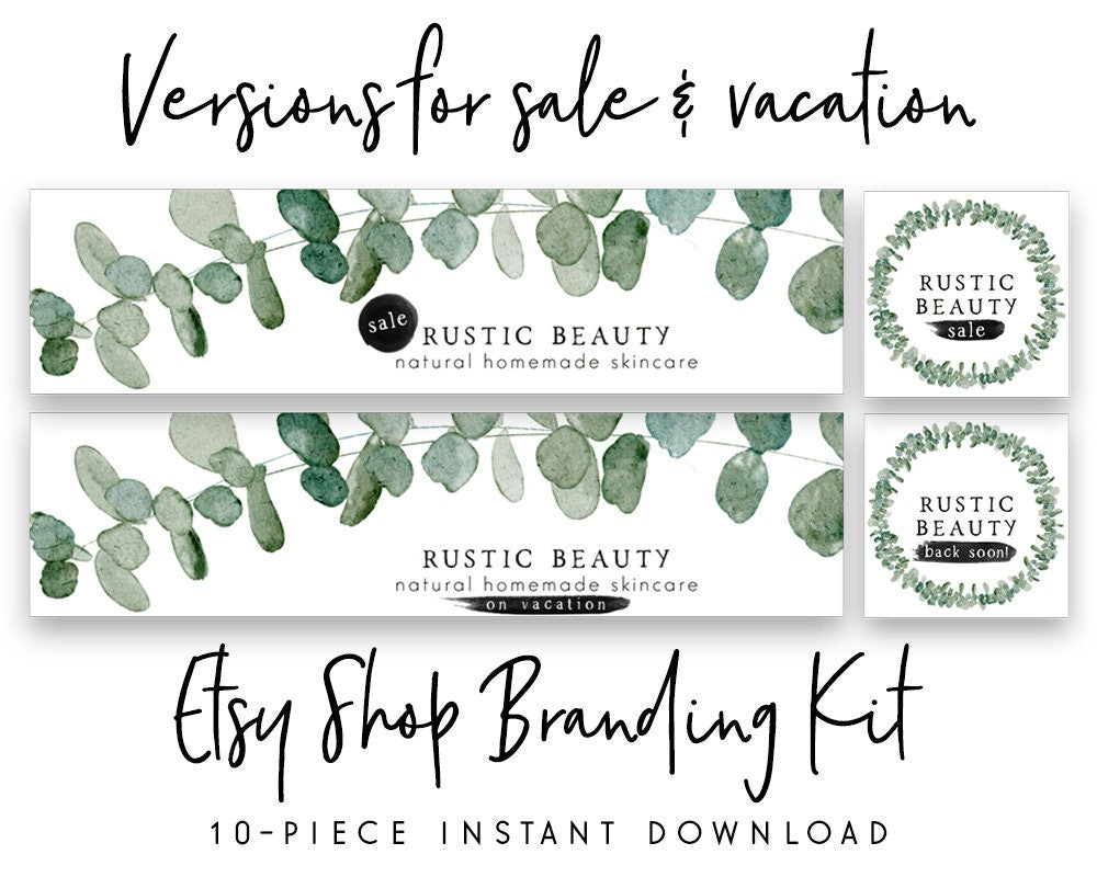 Rustic Beauty | Etsy Shop Branding Kit | Eucalyptus, Greenery, Farmhouse