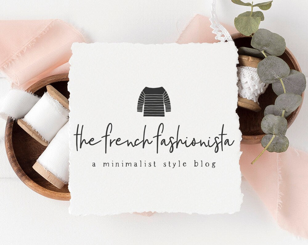 The French Fashionista | Premade Logo Design | Fashion, Breton Shirt, Minimal