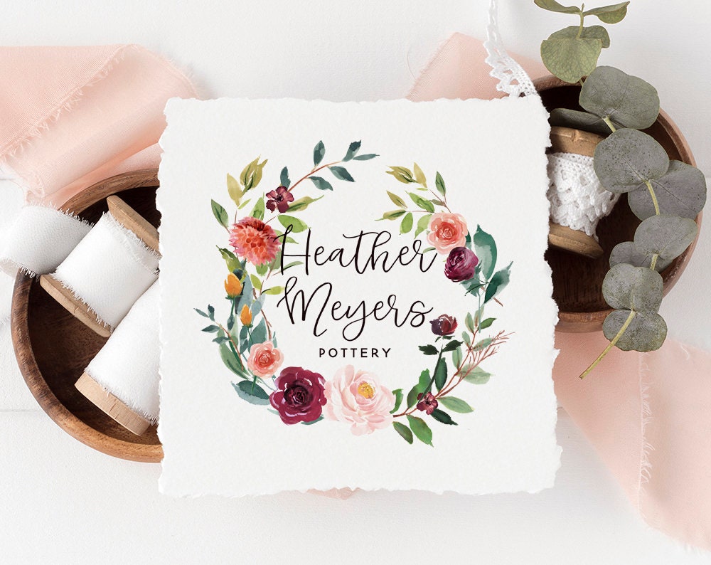 Heather Meyers | Premade Logo Design | Floral, Rose, Peony, Wreath, Autumn