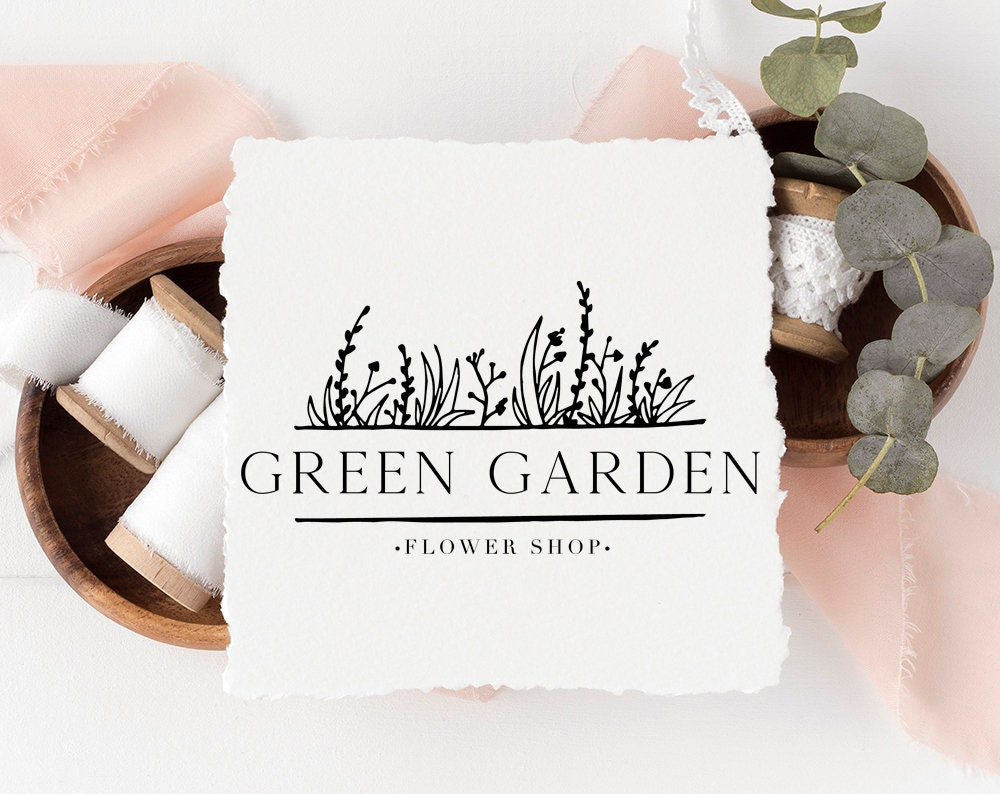 Green Garden | Premade Logo Design | Floral, Hand Drawn, Botanical, Minimal