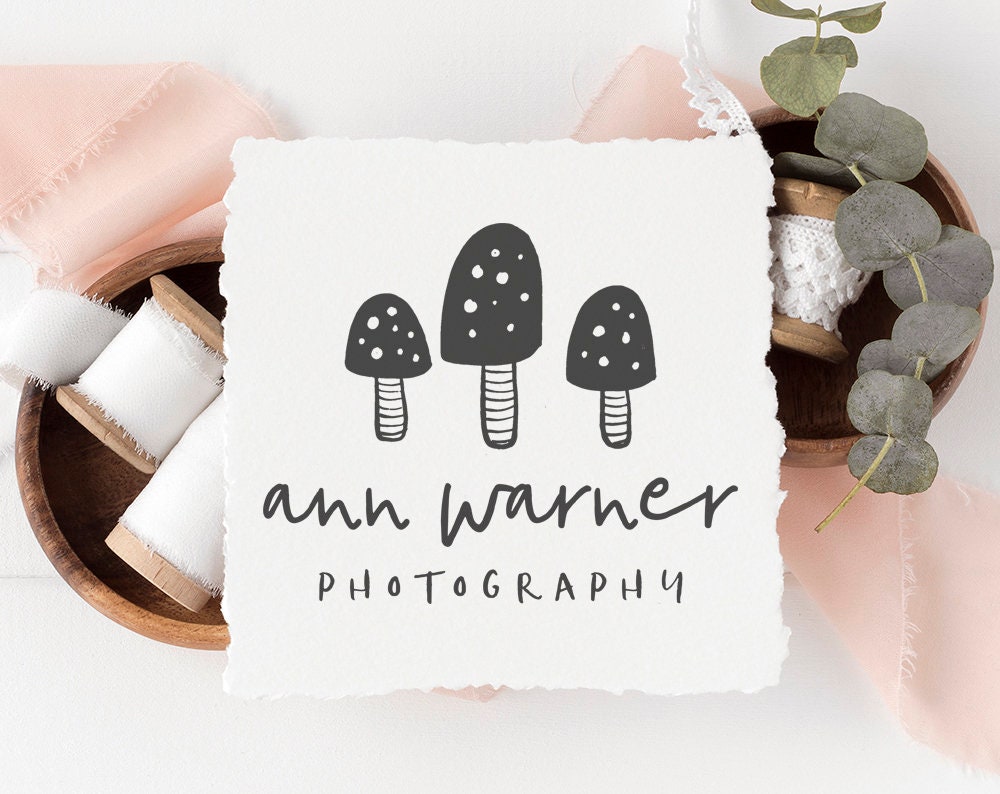 Ann Warner | Premade Logo Design | Mushroom, Rustic, Farmhouse, Hand Drawn