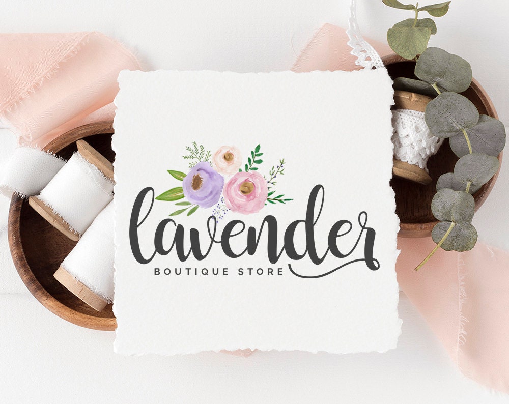 Lavender | Premade Logo Design | Garden, Watercolor Floral, Farmhouse