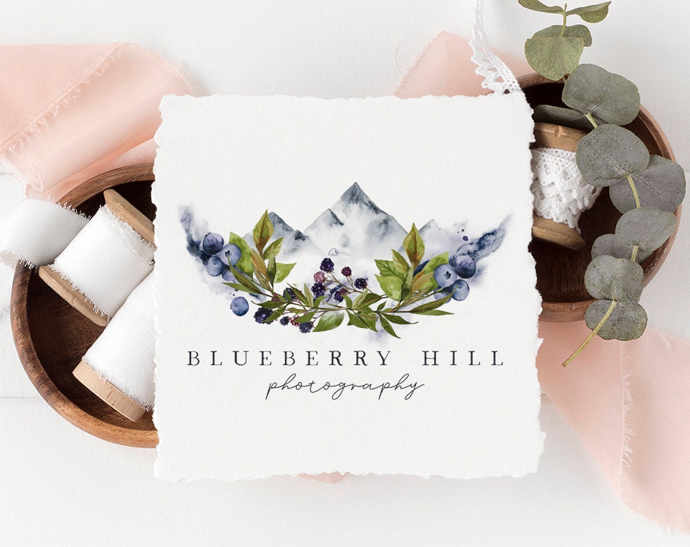 Blueberry Hill | Premade Logo Design | Mountain, Berry, Woodland, Rustic