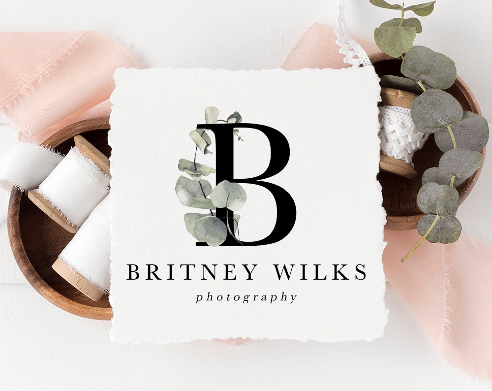 Britney Wilks | Premade Logo Design | Eucalyptus, Initial, Monogram, Farmhouse