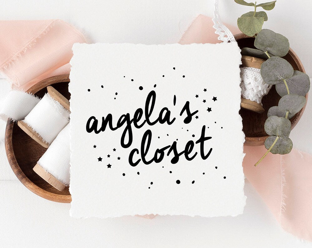 Angela's Closet | Premade Logo Design | Calligraphy, Modern, Glitter, Confetti, Minimal