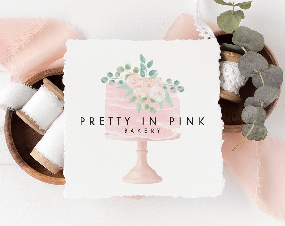 Pretty In Pink | Premade Logo Design | Bakery, Cake, Wedding, Feminine, Baking