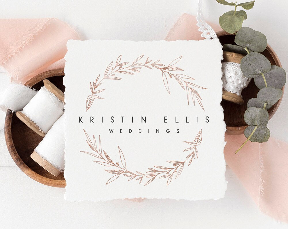 Kristin Ellis | Premade Logo Design | Rose Gold, Fine Art, Wreath, Botanical, Wedding