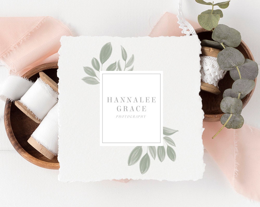 Hannalee Grace | Premade Logo Design | Leaf Frame, Botanical, Nature, Greenery