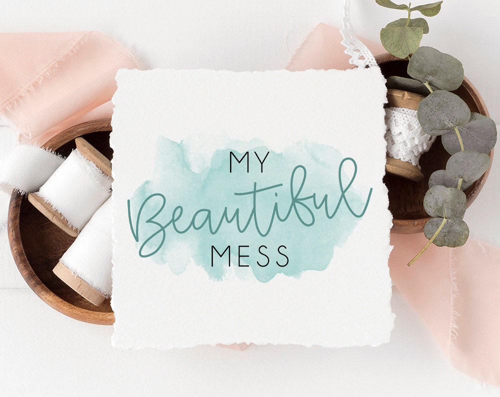 My Beautiful Mess | Premade Logo Design | Watercolor, Messy, Cursive, Pastel, Creative