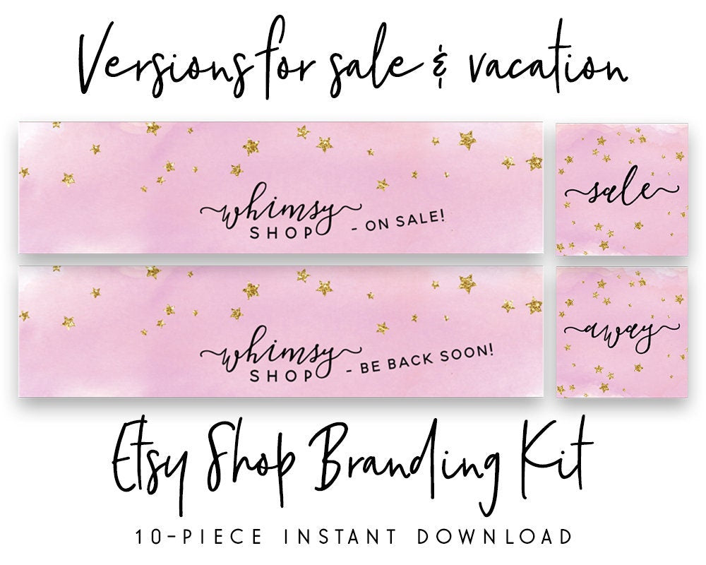 Whimsy | Etsy Shop Branding Kit | Magical, Glitter, Watercolor, Sparkle