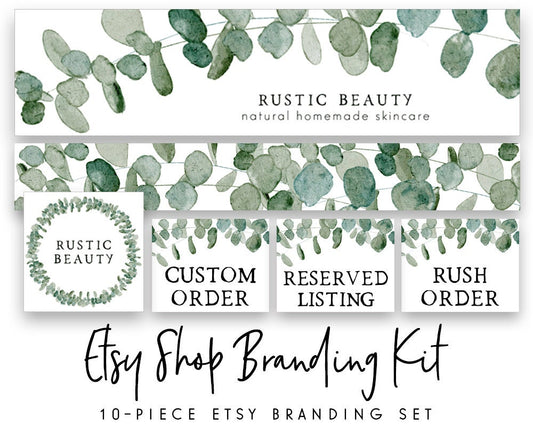 Rustic Beauty | Etsy Shop Branding Kit | Eucalyptus, Greenery, Farmhouse