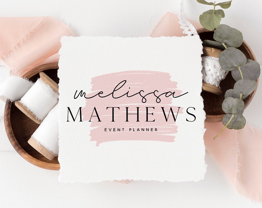 Melissa Mathews | Premade Logo Design | Watercolor, Modern, Cursive, Professional