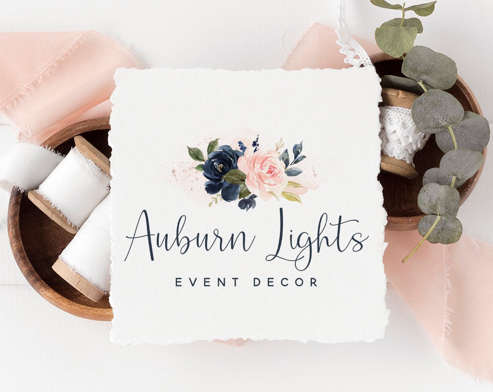 Auburn Lights | Premade Logo Design | Bouquet, Watercolor Floral, Wedding