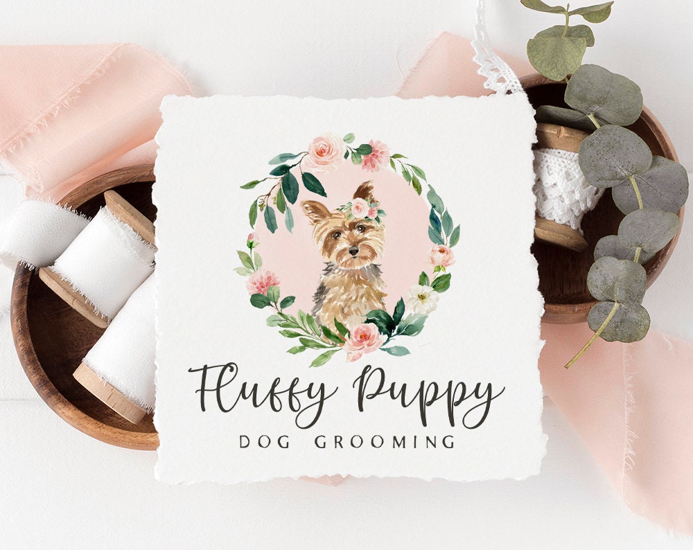 Fluffy Puppy | Premade Logo Design | Dog Groomer, Yorkie, Yorkshire Terrier