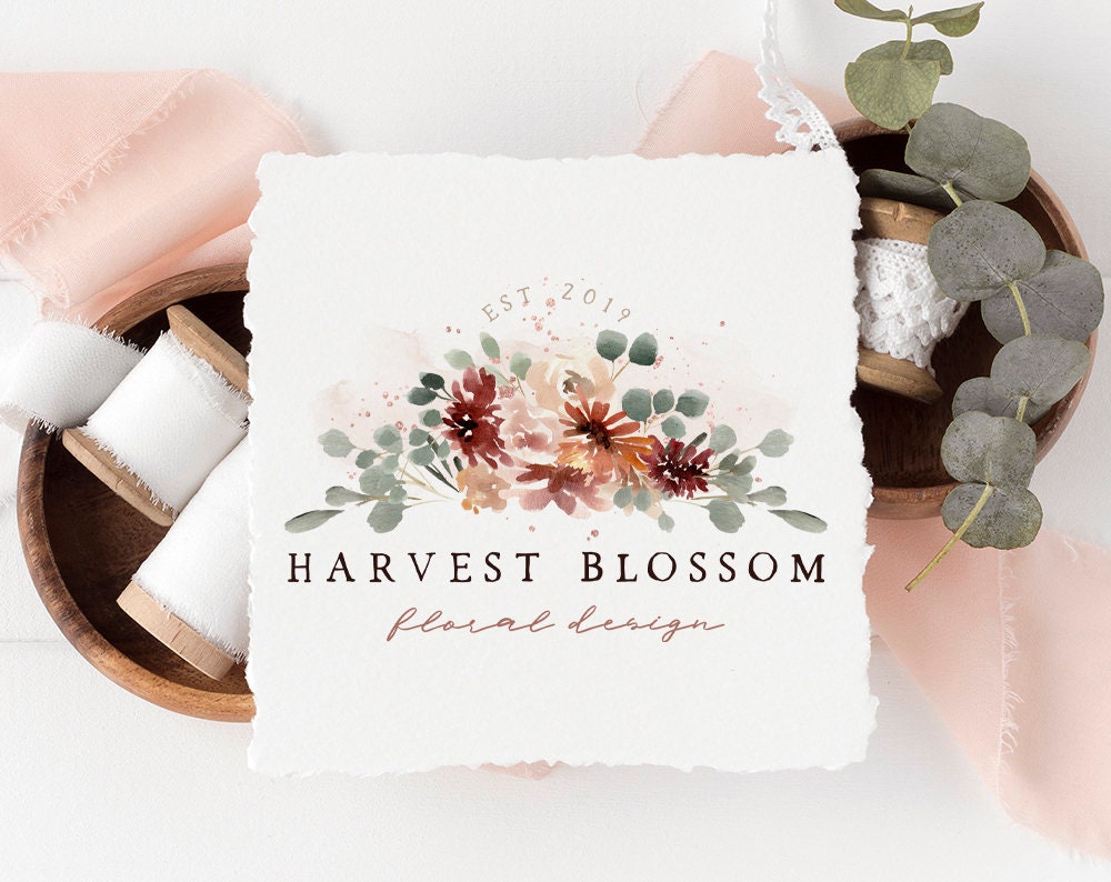 Harvest Blossom | Premade Logo Design | Autumn, Fall, Watercolor Floral