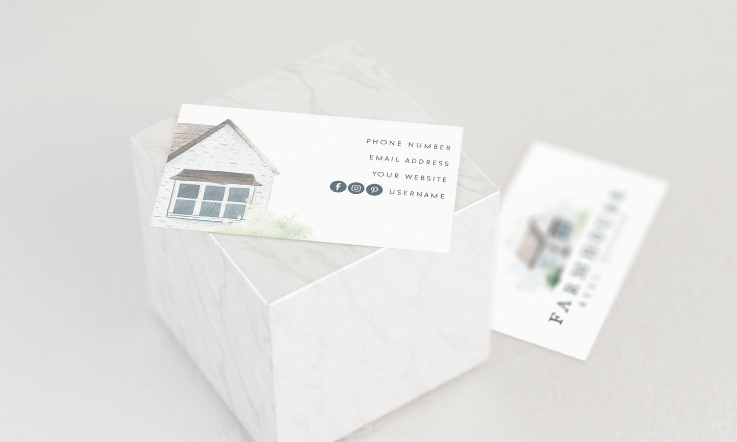 Farmhouse | Premade Business Card Design | House, Home, Realtor, Real Estate