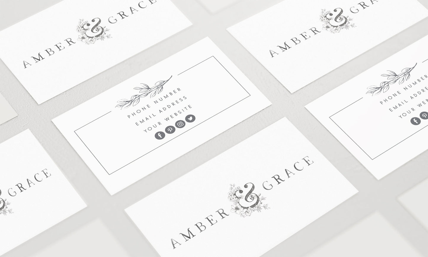 Amber & Grace | Premade Business Card Design | Fine Art, Romantic, Floral, Farmhouse