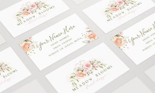Meadow Blooms | Premade Business Card Design | Pastel, Farmhouse, Floral