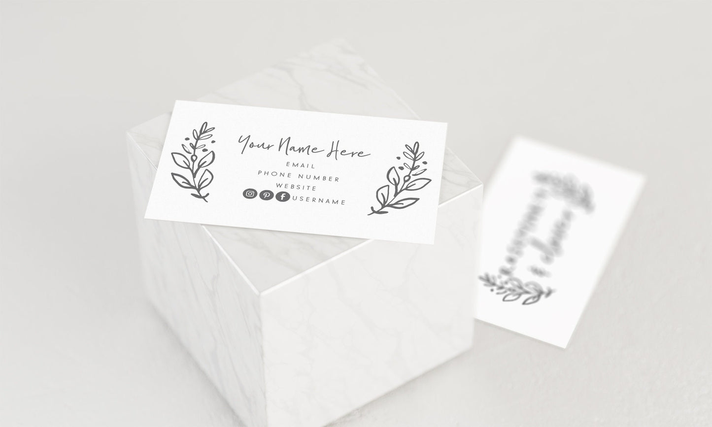Rosemary & Clover | Premade Business Card Design | Hand Drawn, Farmhouse, Laurel
