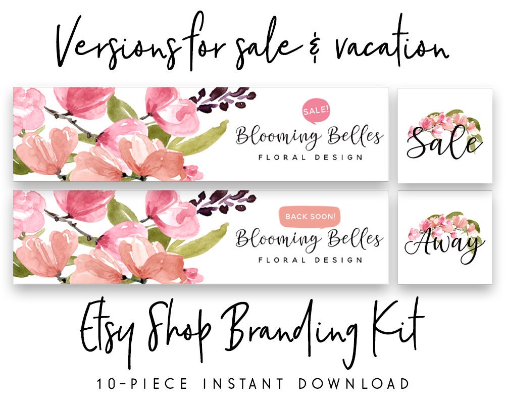 Blooming Belles | Etsy Shop Branding Kit | Peony, Floral, Cottage