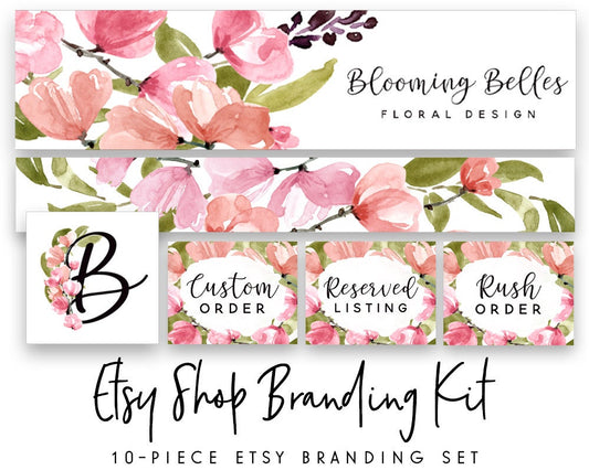 Blooming Belles | Etsy Shop Branding Kit | Peony, Floral, Cottage