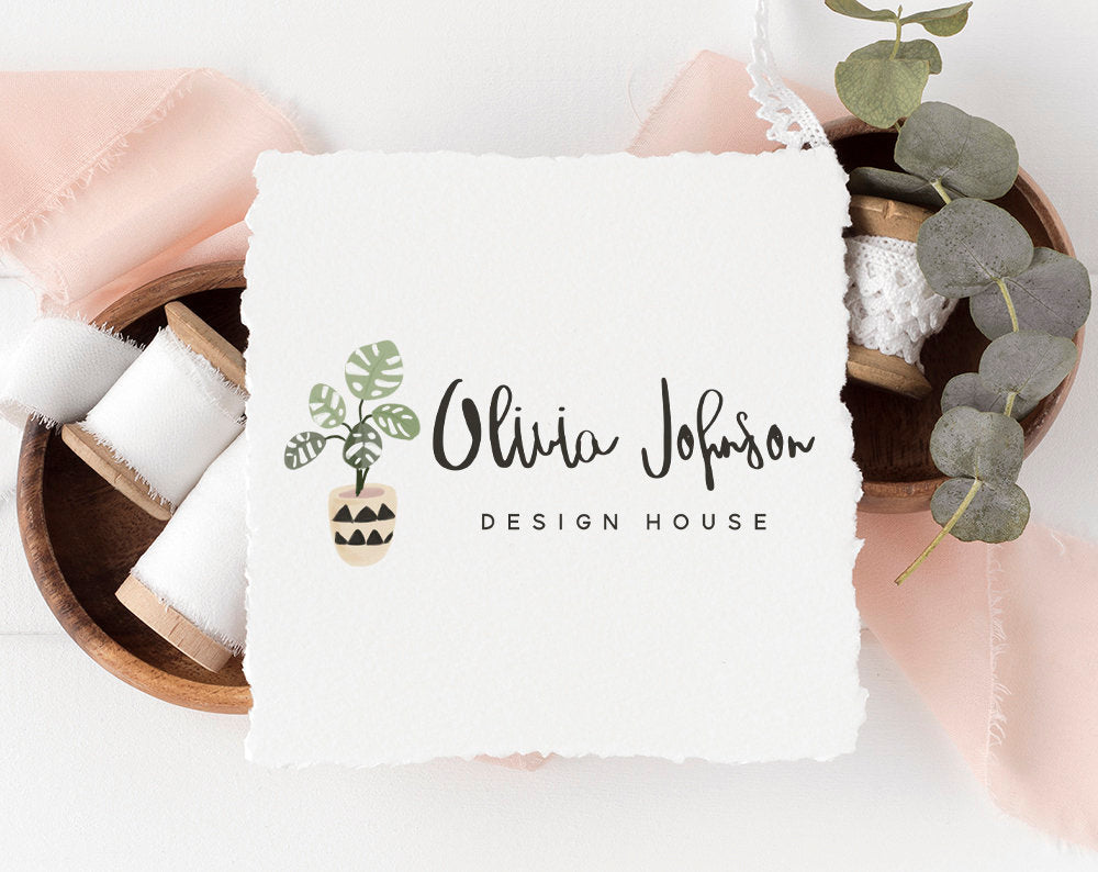 Olivia Johnson | Premade Logo Design | Houseplant, Potted Plant, Home Decor, Boho