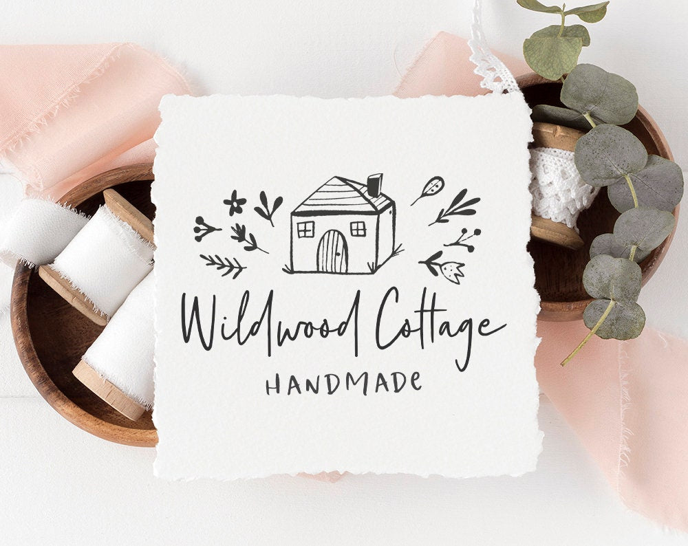 Wildwood Cottage | Premade Logo Design | House, Rustic Farmhouse, Hand Drawn