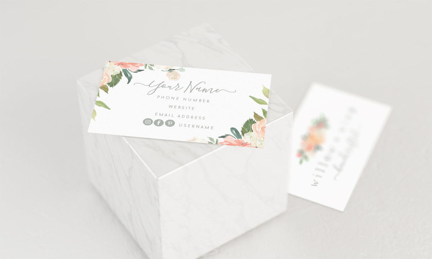 Willow + Wisp | Premade Business Card Design | Floral Bouquet, Farmhouse, Cottage