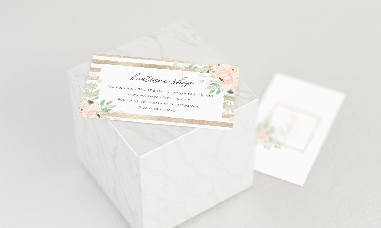 Kaliah Boutique | Premade Business Card Design | Watercolor, Floral, Pastel