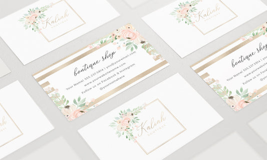 Kaliah Boutique | Premade Business Card Design | Watercolor, Floral, Pastel