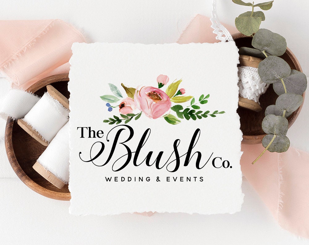 The Blush Co. | Premade Logo Design | Watercolor Floral, Florist, Event Planner, Bouquet