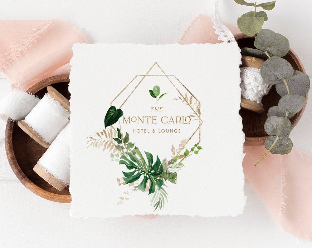 The Monte Carlo | Premade Logo Design | Greenery, Palm Frond, Art Deco, Geometric